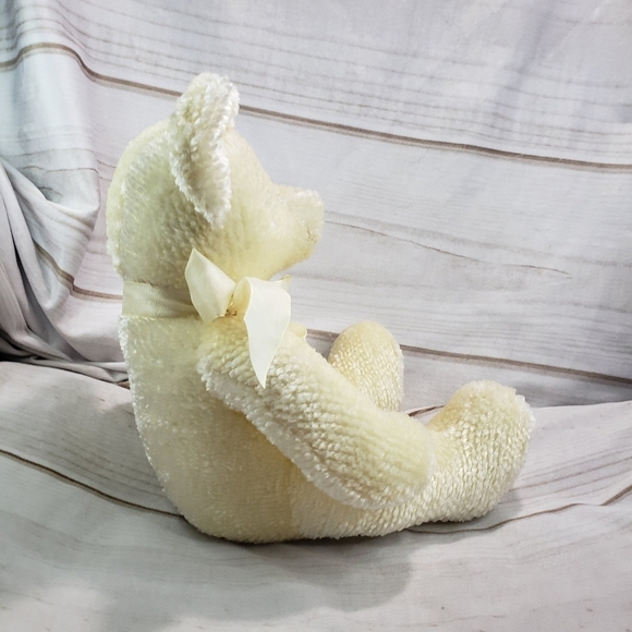 Russ L'amour Chenille Cream Valentine Teddy Bear Red Velvet Heart 12 Inch 4862 - Picture 5 of 11